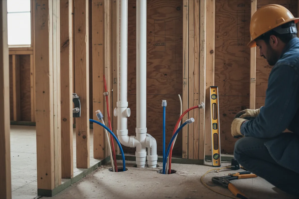 Drain and supply rough-in during Leak Detection in Roland