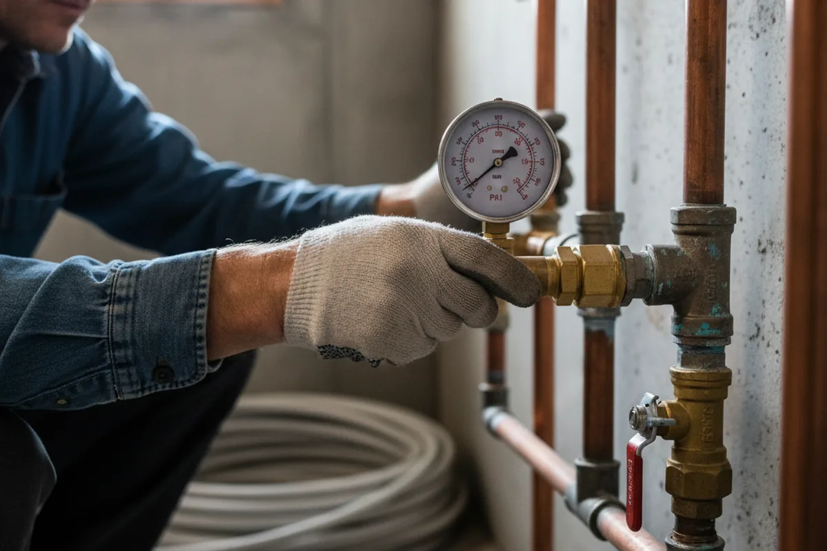 Pressure testing a repaired line during Water Line Repair in Roland